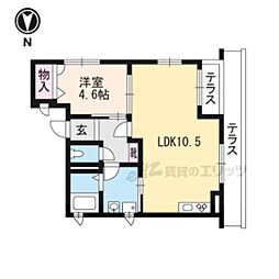 JR山陰本線 丹波口駅 徒歩7分の賃貸アパート 1階1LDKの間取り