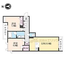 メゾン厨子奥 3階2LDKの間取り