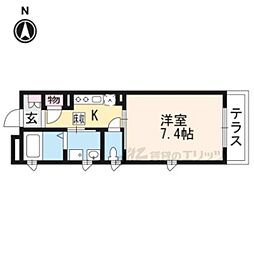 京阪本線 龍谷大前深草駅 徒歩9分の賃貸マンション 1階1Kの間取り