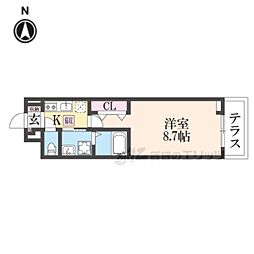 ヒカルサ京都山科大宅 1Kの間取図画像