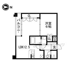 プリオール烏丸三条 2DKの間取図画像