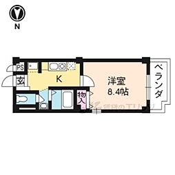 パール室町 1Kの間取図画像