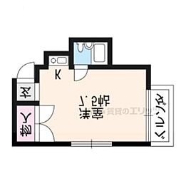 タウンハイツ白川 1Kの間取図画像