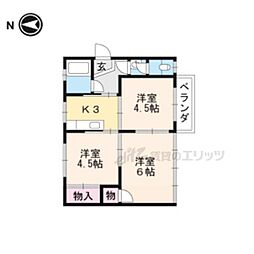 赤澤マンション 3Kの間取図画像