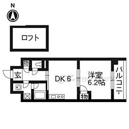 ALBA烏丸御池 1DKの間取図画像