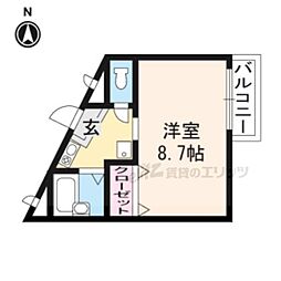 アーバンリゾート伏見稲荷 1Kの間取図画像