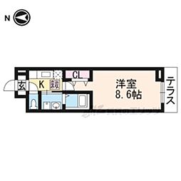 ヴィラ・サンセール2 1Kの間取図画像