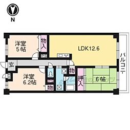 大翔第二ビル 3LDKの間取図画像