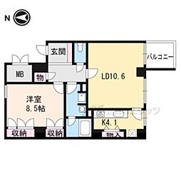 グランフォルム京都祇園 1LDKの間取図画像