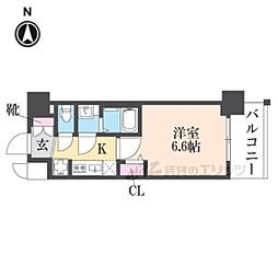 プレサンスTHEKYOTO澄華 1Kの間取図画像