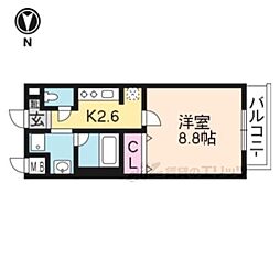 サウス・サントゥールくいな橋 1Kの間取図画像