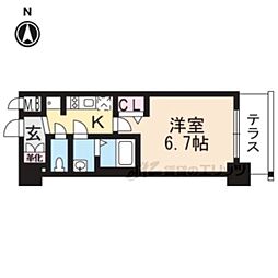 プレサンスTHEKYOTO澄華 1Kの間取図画像
