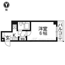 四条大宮シャトー朝日 1Kの間取図画像