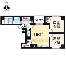 プリムローズ四条 2LDKの間取図画像