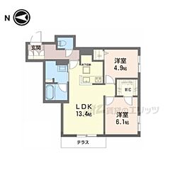 グリーンフィールド桃山 2LDKの間取図画像