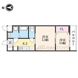 CRESTTAPP京都丹波口 2Kの間取図画像