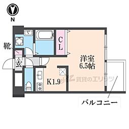 エヴァーステージ京都二条 1Kの間取図画像