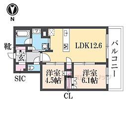 ジ・アーバネックス京都河原町プレイズ 2LDKの間取図画像