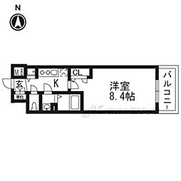 プレサンス京都四条大宮 1Kの間取図画像