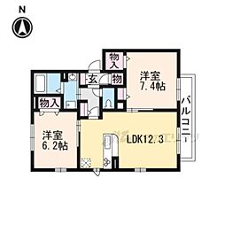 アリスティオ椥辻 2LDKの間取図画像