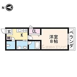 エクセルミヤケ 1Kの間取図画像