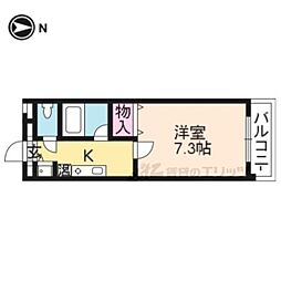 メイプル等持院 1階1Kの間取り