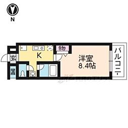 阪急京都本線 西京極駅 徒歩15分の賃貸マンション 2階1Kの間取り