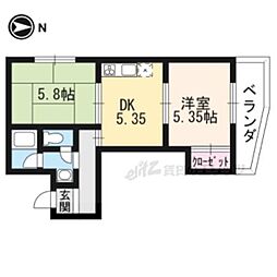 プチメゾン華香園 3階2DKの間取り