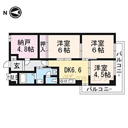 京都地下鉄東西線 西大路御池駅 徒歩1分の賃貸マンション 3階3LDKの間取り