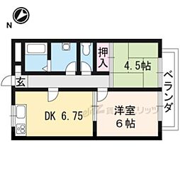 リッツハウス瀬戸川 2DKの間取図画像