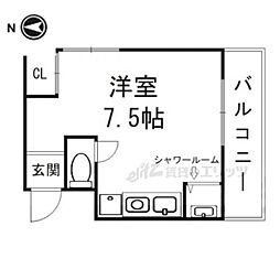 アーキスKG 2階ワンルームの間取り