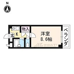 京都市営烏丸線 北大路駅 バス17分 原谷口下車 徒歩7分の賃貸マンション 2階1Kの間取り