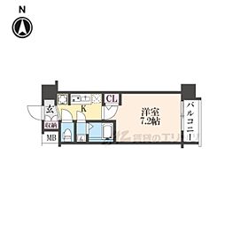 京都市上京区千本通上長者町下る革堂前之町マンション 1Kの間取図画像