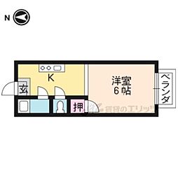 コーポヤシキ 2階1Kの間取り