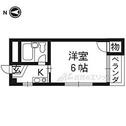 御池ハイツ 1Kの間取図画像