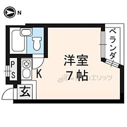 JR山陰本線 円町駅 徒歩3分の賃貸マンション 3階ワンルームの間取り