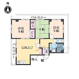 プログレス北野 3階3LDKの間取り