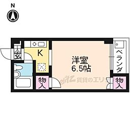 シェルブリュー西院 5階1Kの間取り