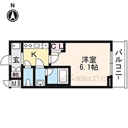 エステムコート京都西院 1Kの間取図画像