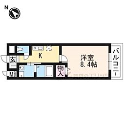 ガーレ花園 1Kの間取図画像