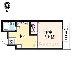 コスモハイツ千本 1Kの間取図画像
