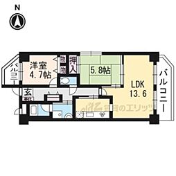 ライオンズマンション一条智恵光院 2LDKの間取図画像