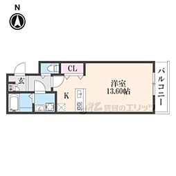 モンテレジデンス西陣 ワンルームの間取図画像