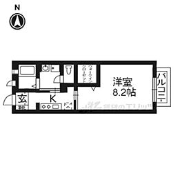 香艸園ハイツ 1Kの間取図画像