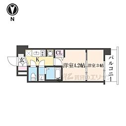 エンゼルプラザ京都太秦 1DKの間取図画像