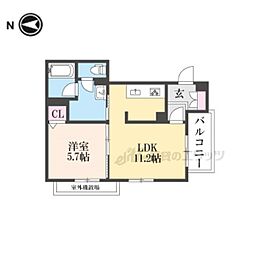 リガールメゾン円町 1LDKの間取図画像