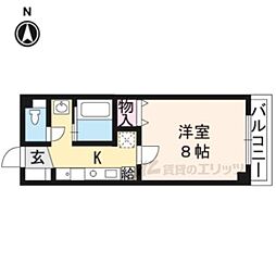 グランコスモ鴨川 1Kの間取図画像