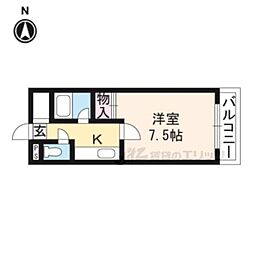 コスモハイツ河原町 1Kの間取図画像