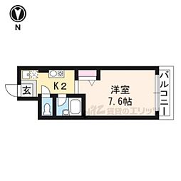 鴨川ウエスト 1Kの間取図画像
