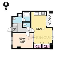 リエス西院 1LDKの間取図画像